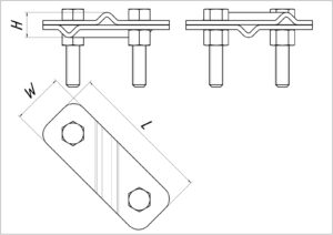Зажим диагональный штырь полоса прут, чертеж